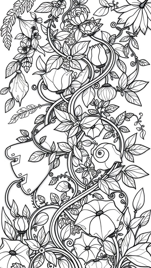 abstract botanical coloring page