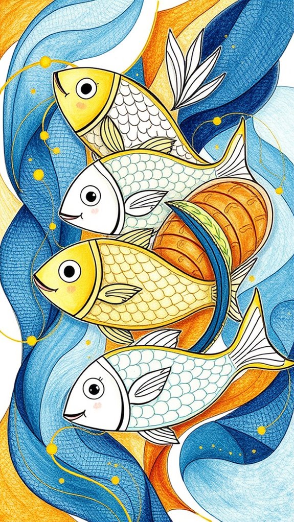 abstract fish loaves artwork