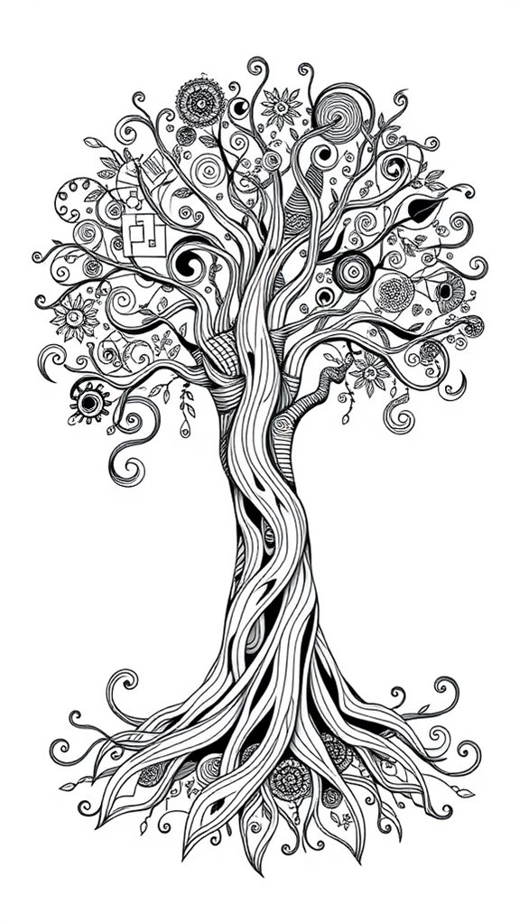 abstract tree coloring page