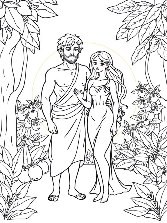 adam and eve clipart illustration