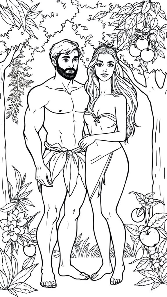 adam and eve coloring page