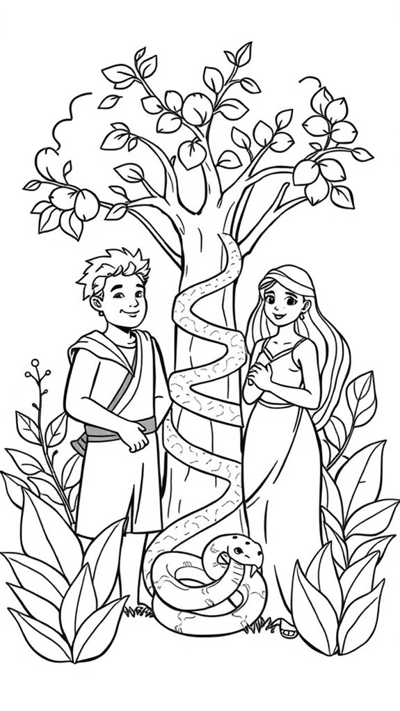 adam and eve coloring page