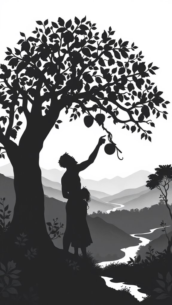 adam and eve silhouette art