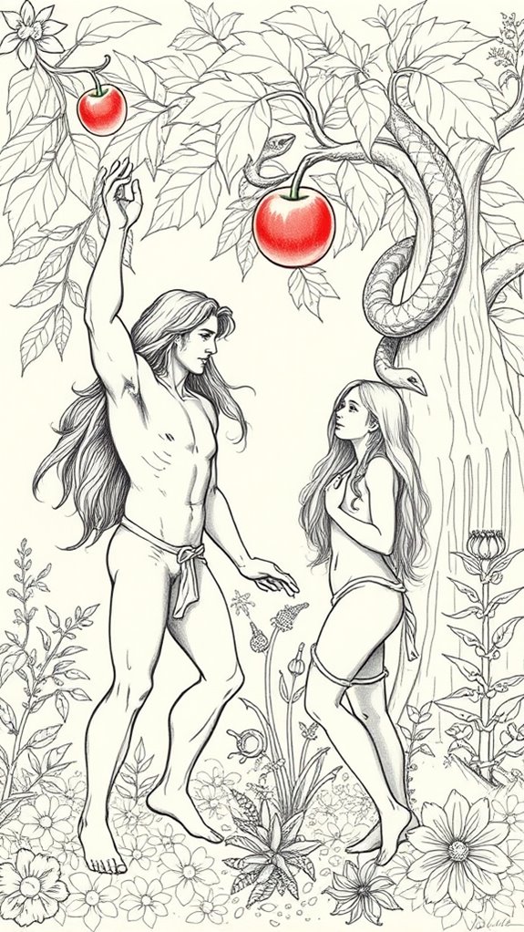 adam and eve sketch illustration