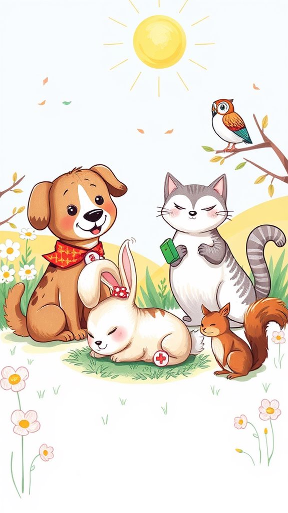 adorable animal friendship illustration