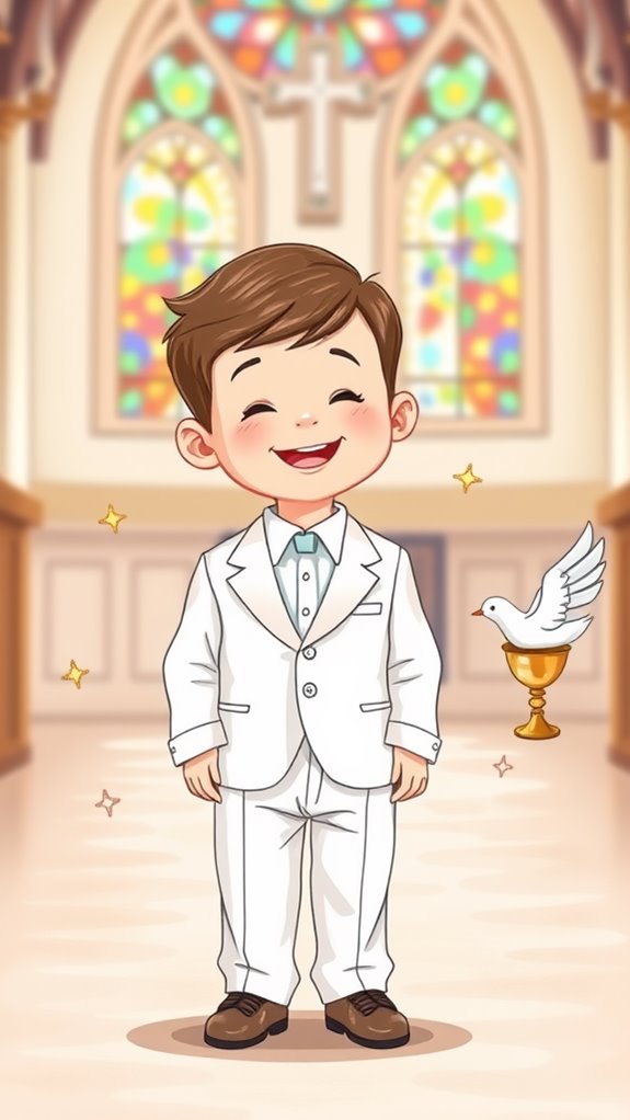 adorable boy s communion illustration