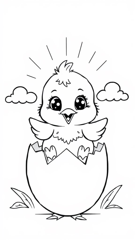 adorable chick coloring page