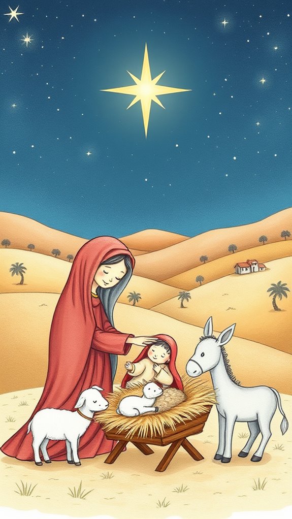 adorable christmas birth illustration