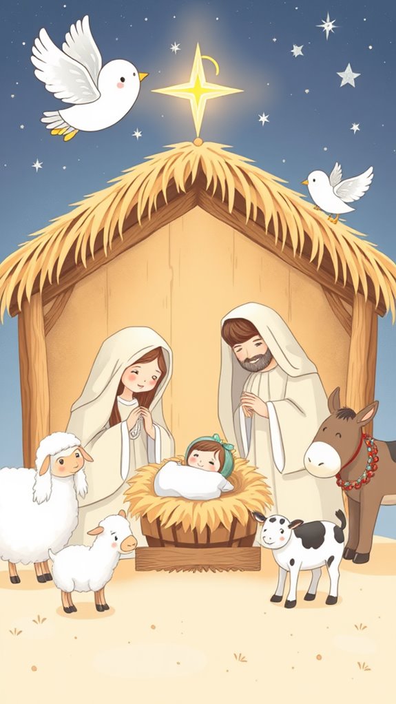 adorable christmas nativity illustration