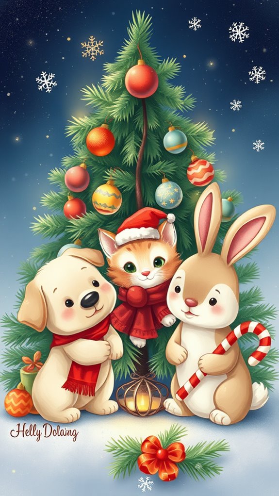 adorable festive animal illustrations