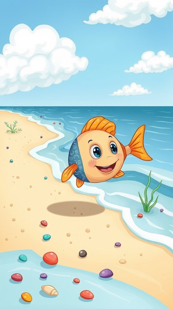 adorable fish by shoreline