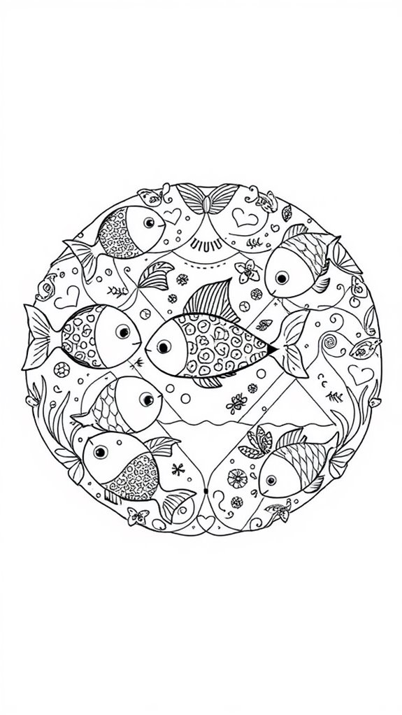 adorable fish themed mandala design