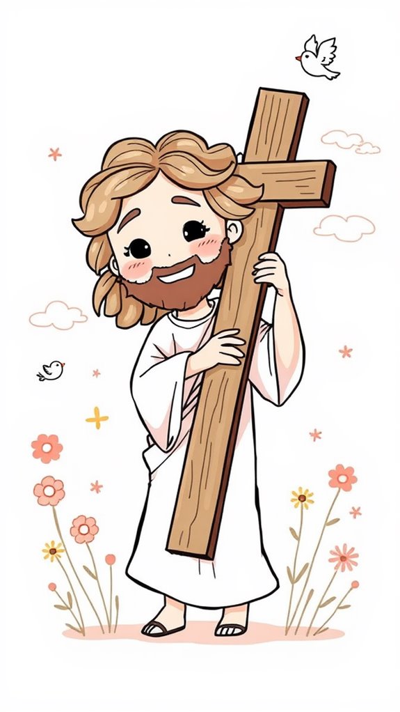 adorable jesus cross doodle