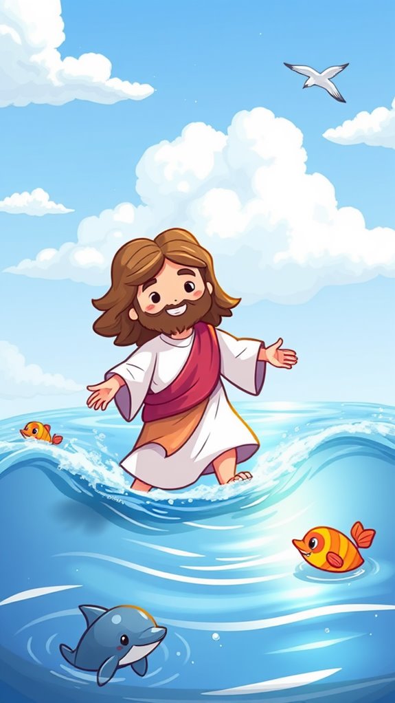 adorable jesus water illustration