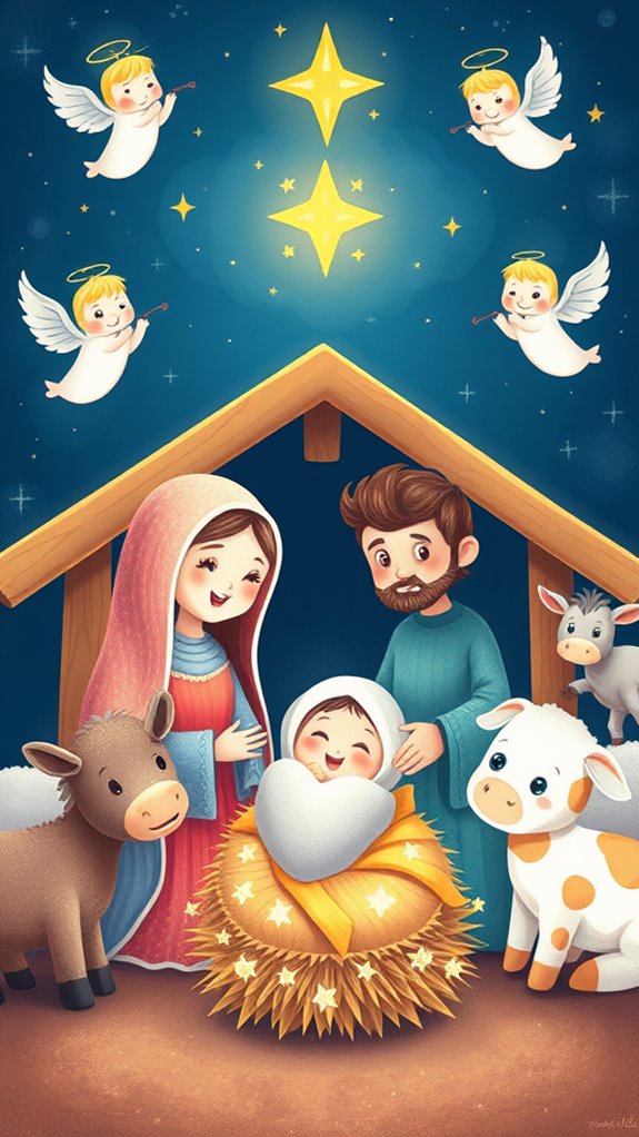 adorable nativity scene illustration