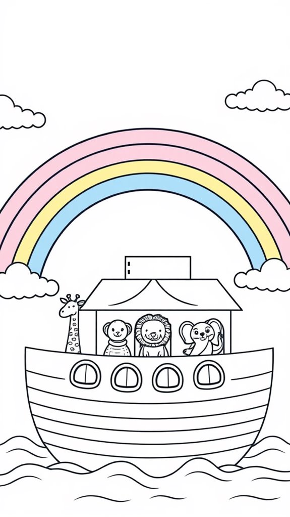 adorable rainbow line art