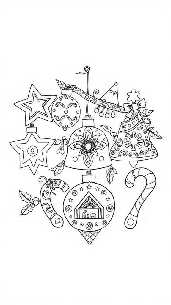 advent coloring page ornaments