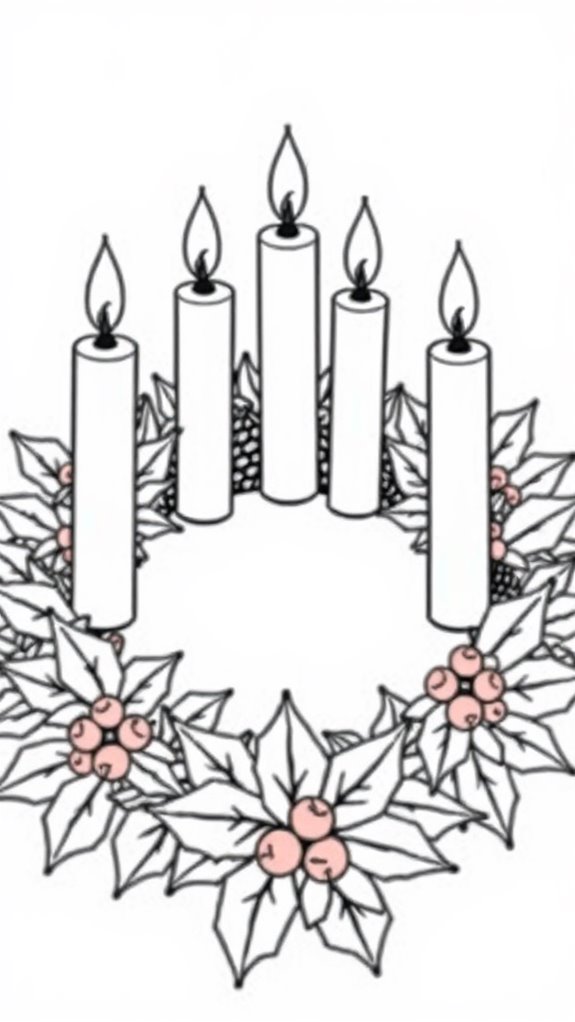 advent wreath festive coloring page