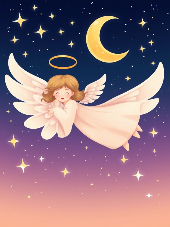 angel amidst starry skies