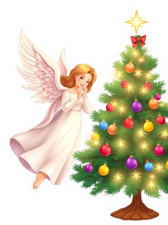 angel and christmas tree