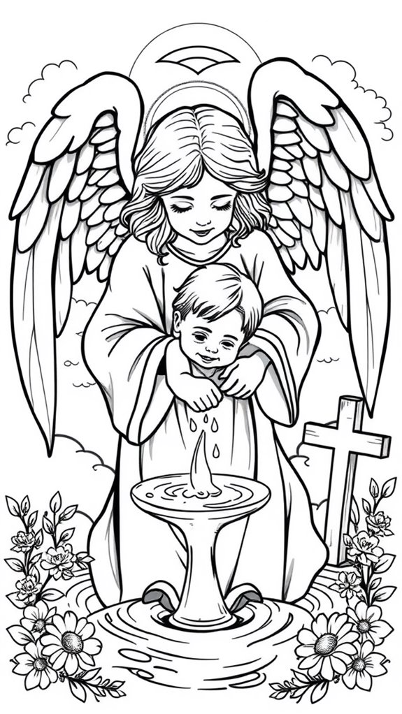 angel baptism coloring page