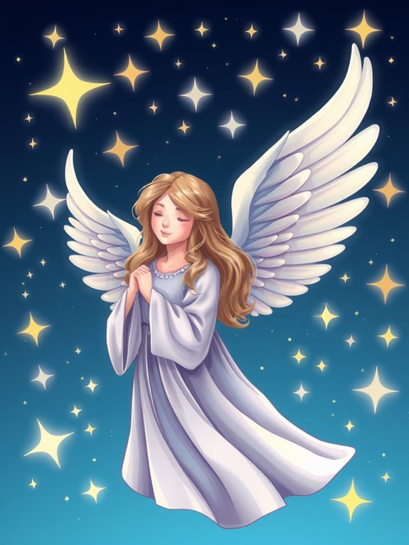 angel clipart surrounded by stars