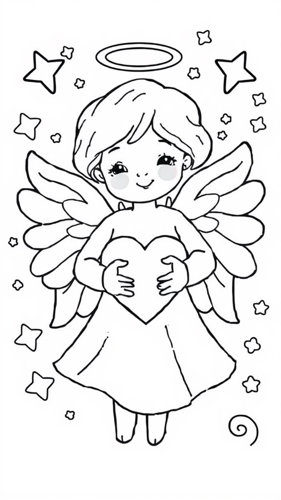 angel holding heart illustration