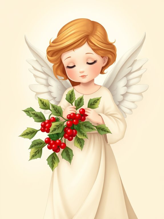 angel holding holly branch