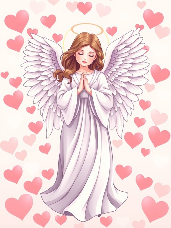 angel illustration with hearts