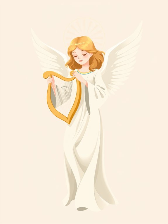 angel playing harp illustration