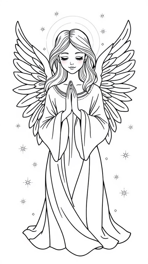 angel praying coloring page