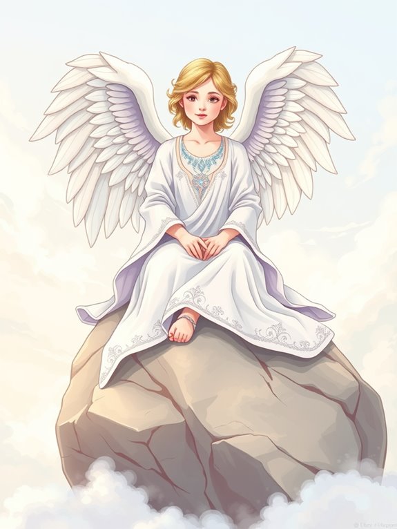 angel sitting on rock