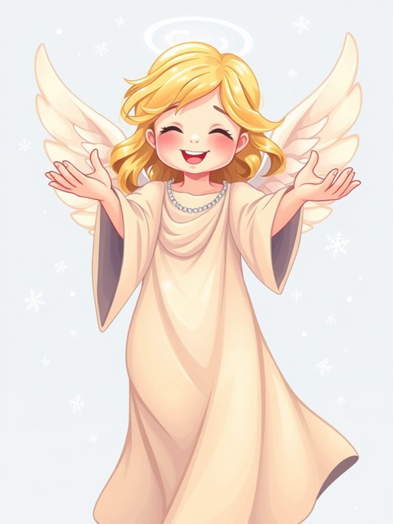 angel throwing snowflakes joyfully