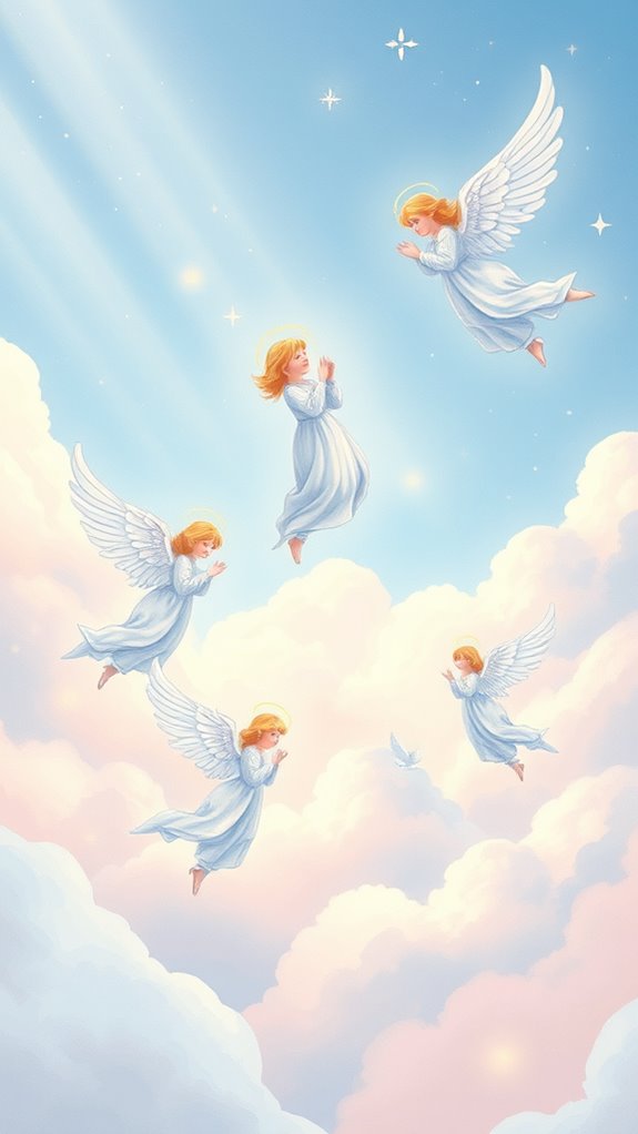 angelic figures among clouds