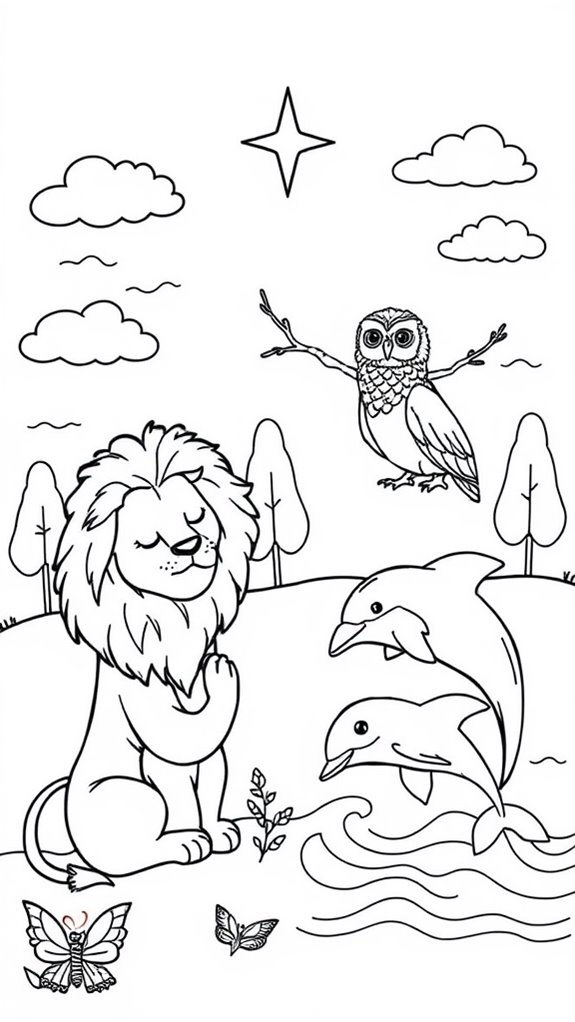 animal prayers coloring page