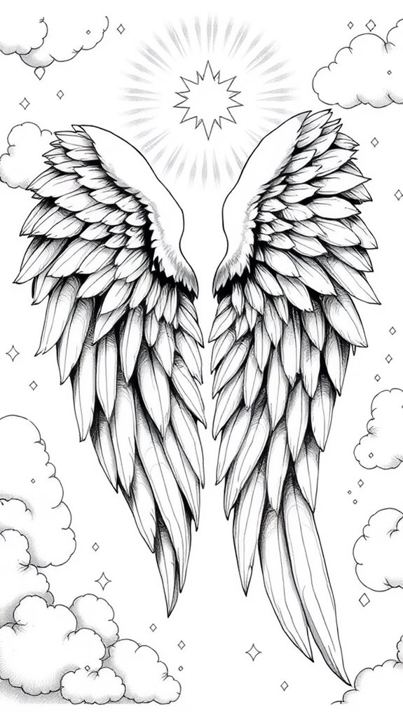 artistic angel wings sketch