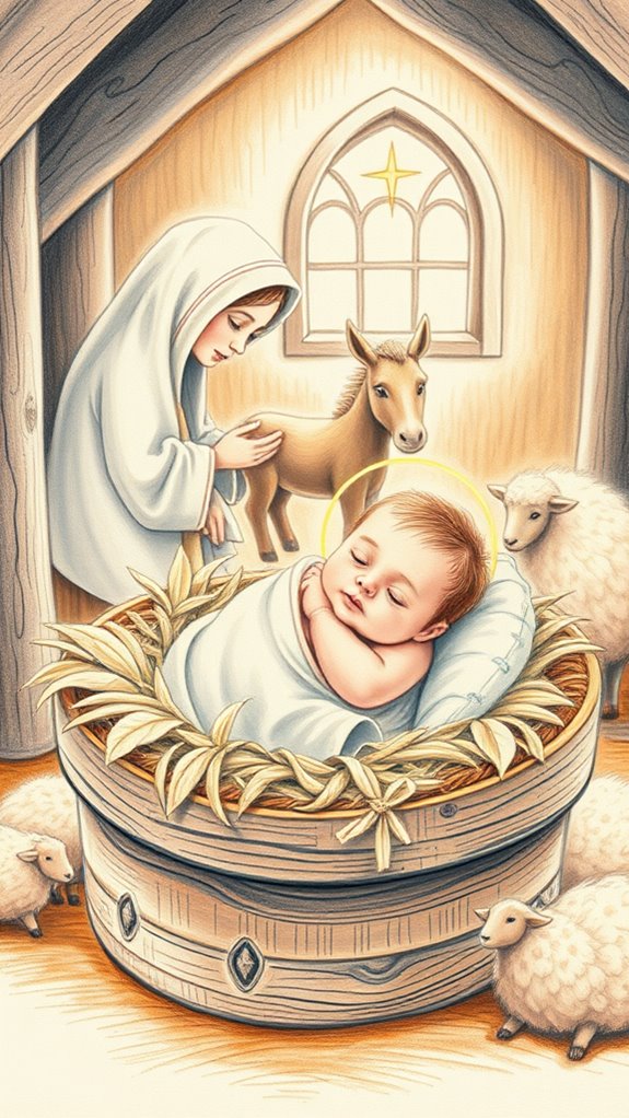 baby jesus color pencil drawing