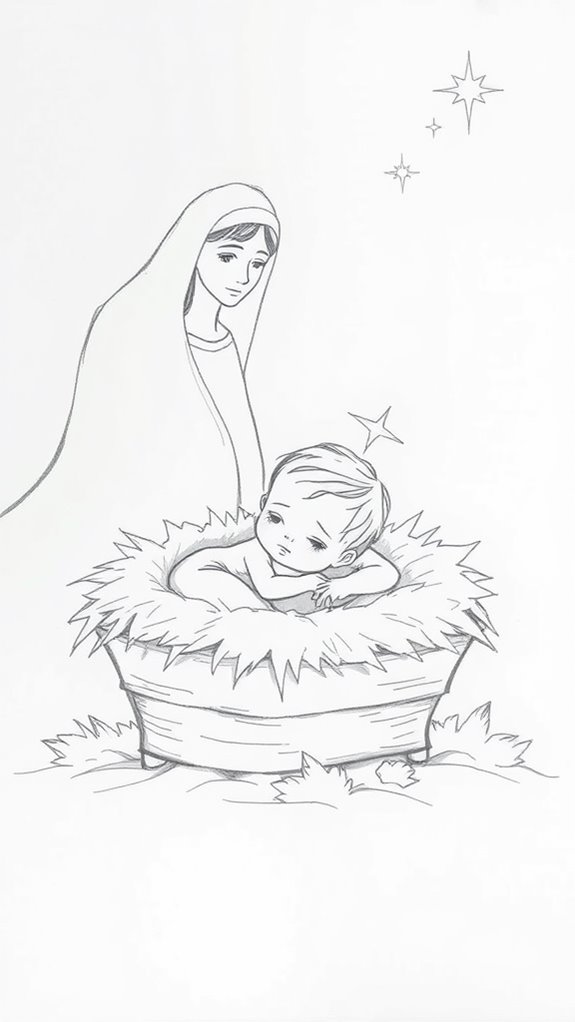 baby jesus drawing sketch