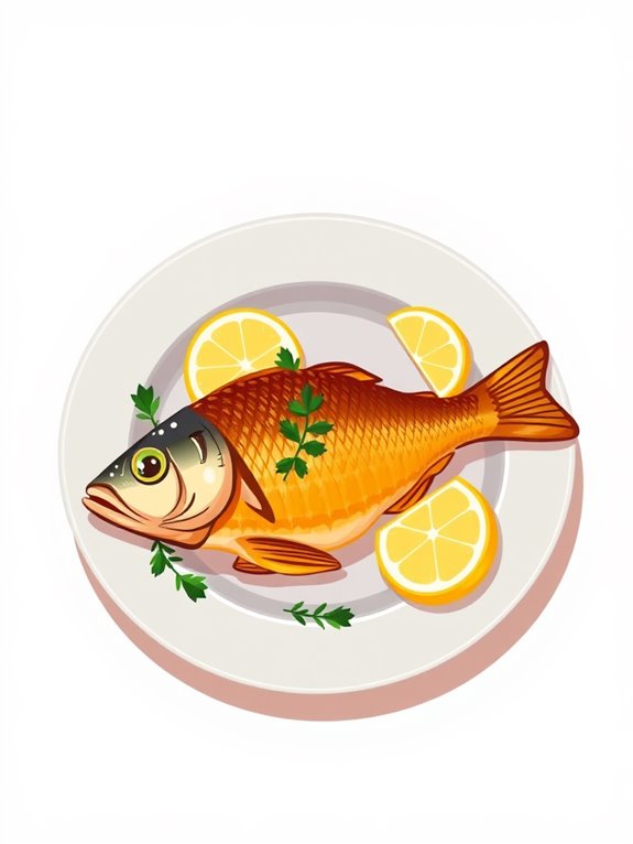 baked fish illustration artwork