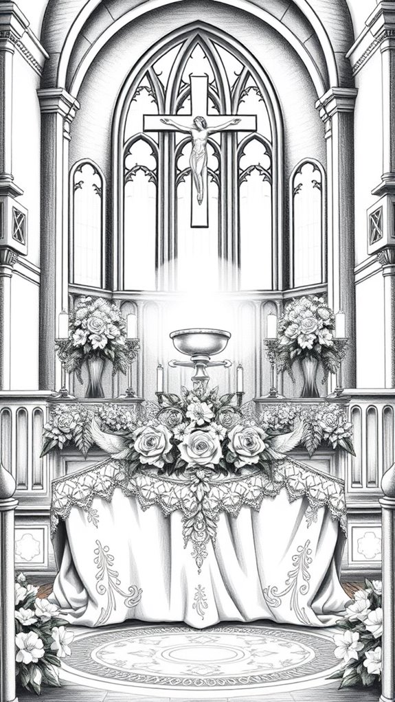 baptism altar monochrome illustration