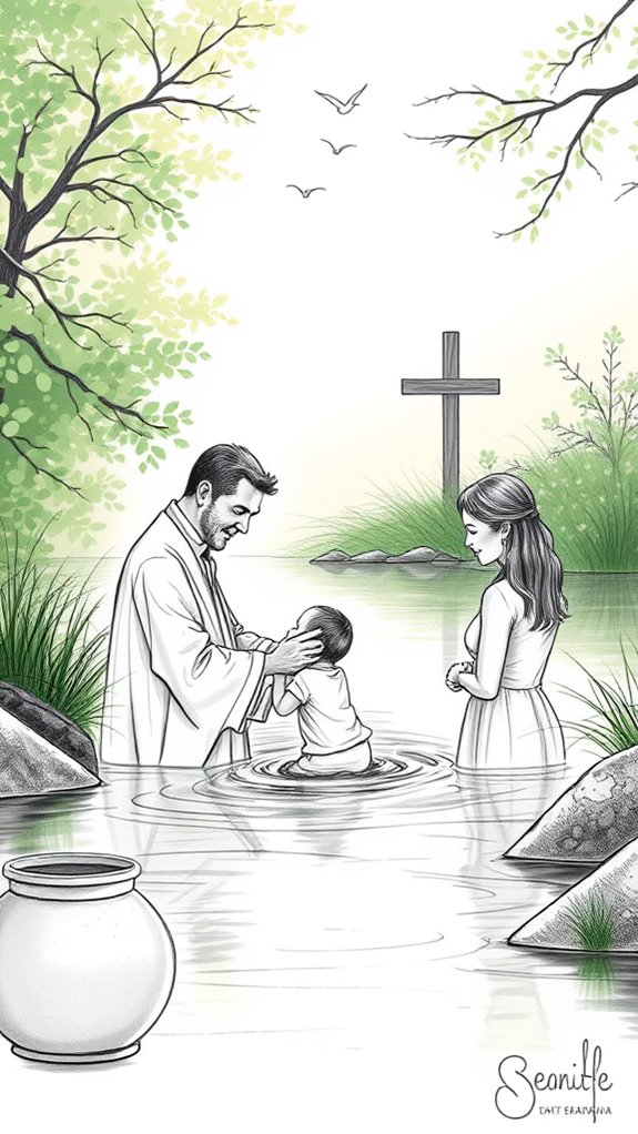 baptism scene sketch drawing