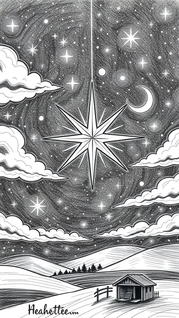 bethlehem star sketch drawing