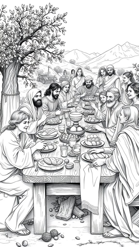 biblical feast gathering illustration