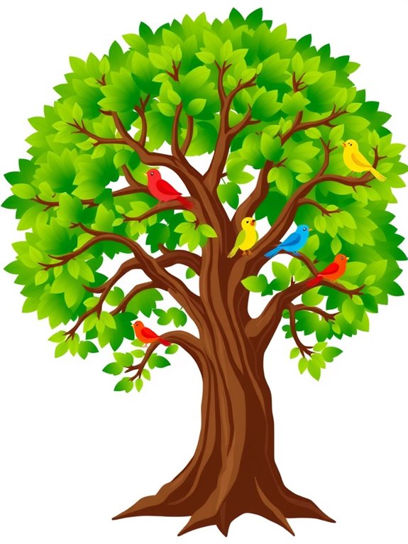 birds on tree clipart