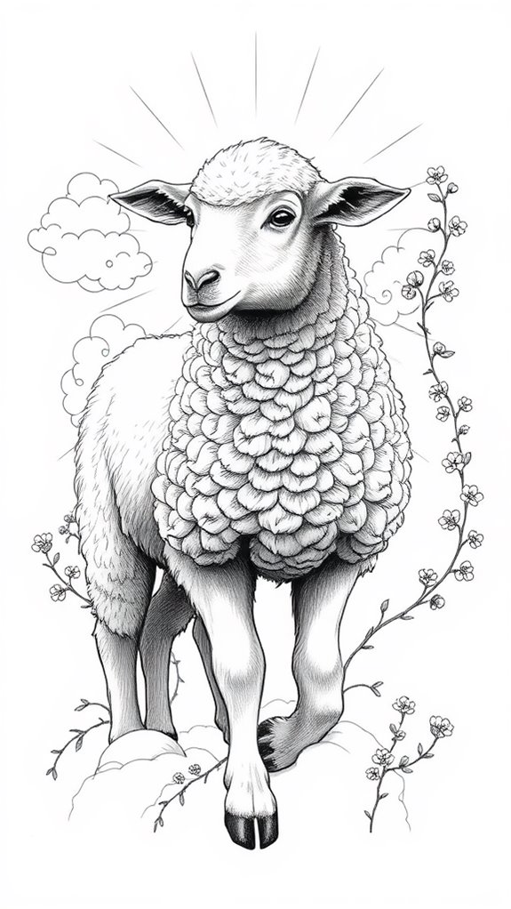 black and white lamb drawing