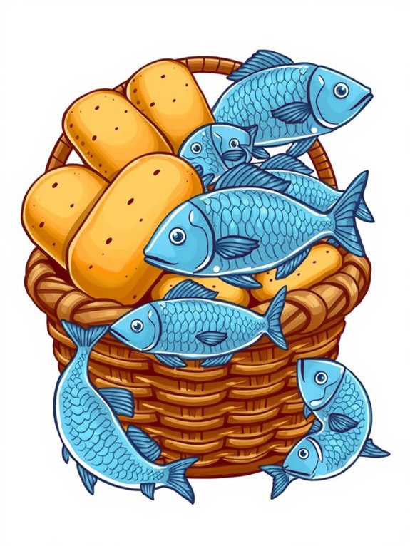 bread and fish illustration