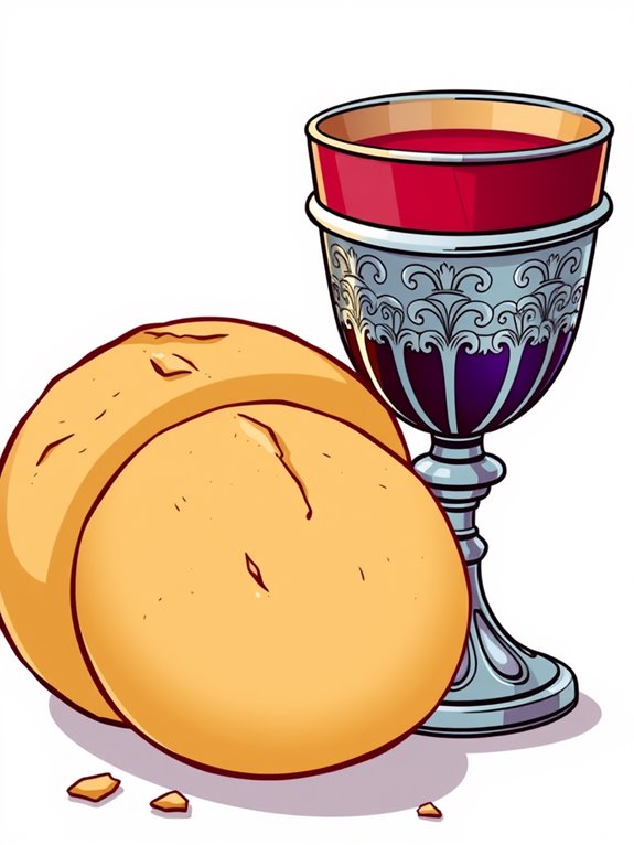 bread and wine illustration