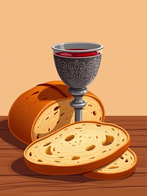 bread and wine illustration