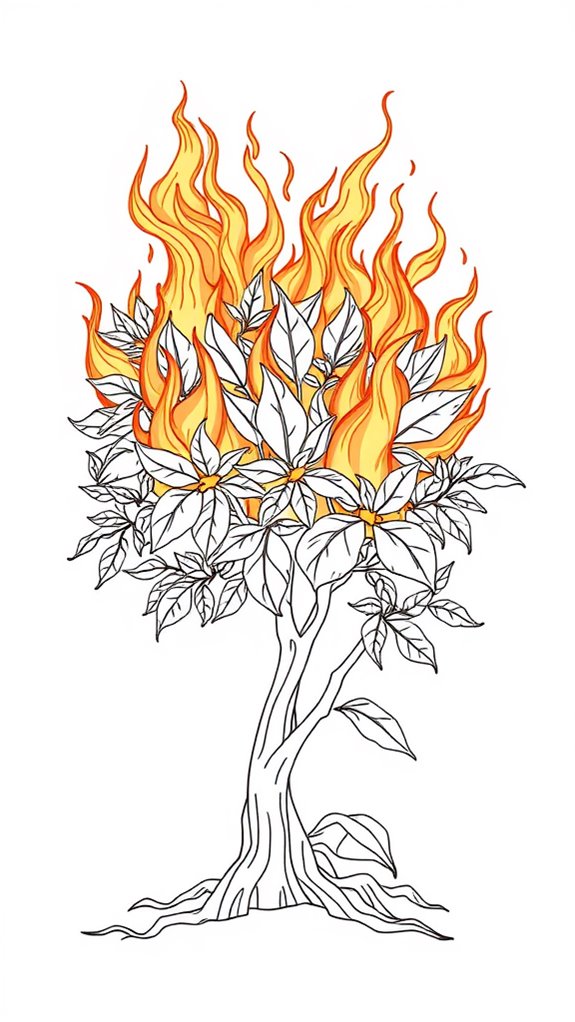 burning bush line drawing