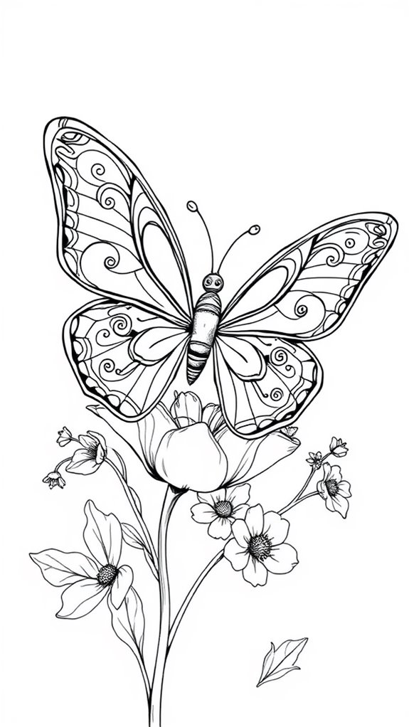 butterfly themed coloring page